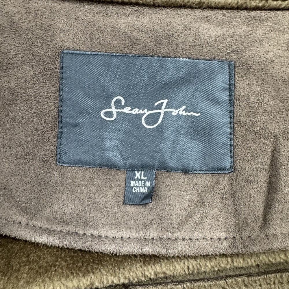 Sean John Jacket Mens XL Brown Faux Suede Bomber Full Zip Embroidered‎ Pockets - Picture 2 of 9